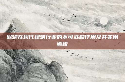 泥炮在现代建筑行业的不可或缺作用及其实用解析