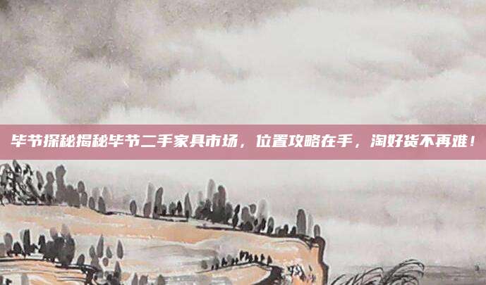 毕节探秘揭秘毕节二手家具市场，位置攻略在手，淘好货不再难！