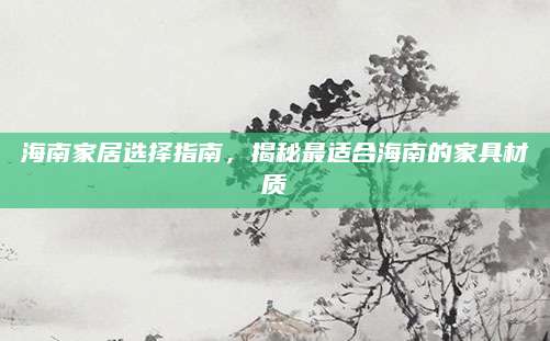 海南家居选择指南，揭秘最适合海南的家具材质