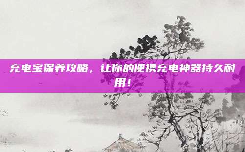 充电宝保养攻略，让你的便携充电神器持久耐用！
