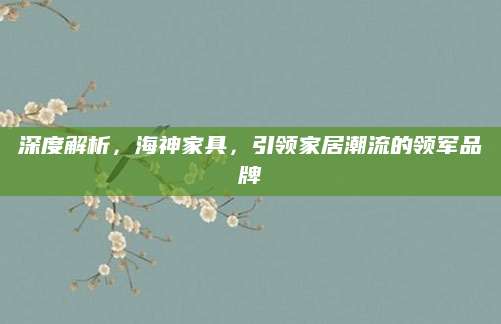 深度解析，海神家具，引领家居潮流的领军品牌