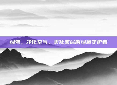 绿萝，净化空气、美化家居的绿色守护者