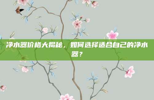 净水器价格大揭秘，如何选择适合自己的净水器？