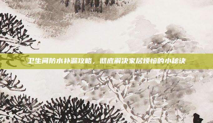 卫生间防水补漏攻略，彻底解决家居烦恼的小秘诀