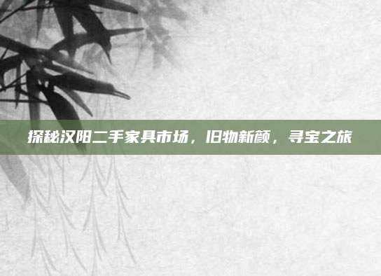 探秘汉阳二手家具市场，旧物新颜，寻宝之旅