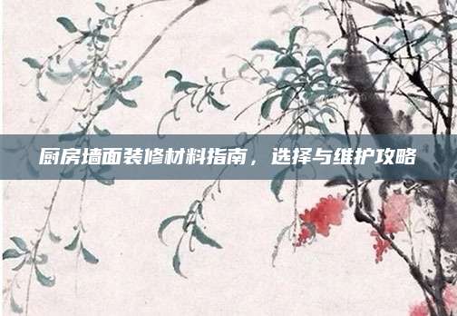 厨房墙面装修材料指南，选择与维护攻略