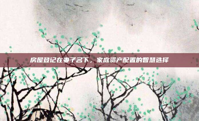 房屋登记在妻子名下，家庭资产配置的智慧选择