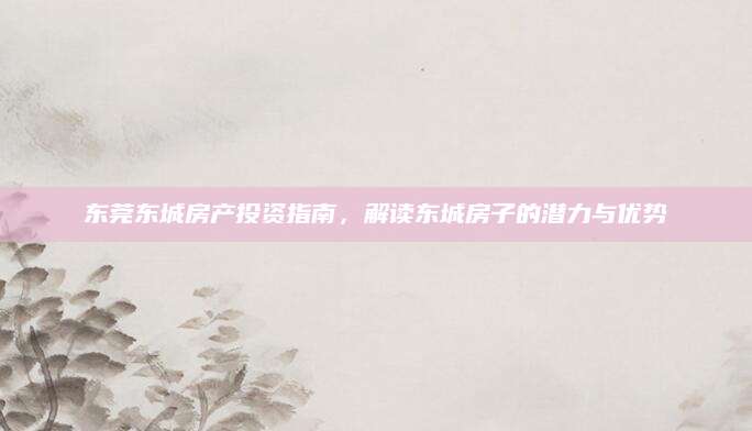 东莞东城房产投资指南，解读东城房子的潜力与优势
