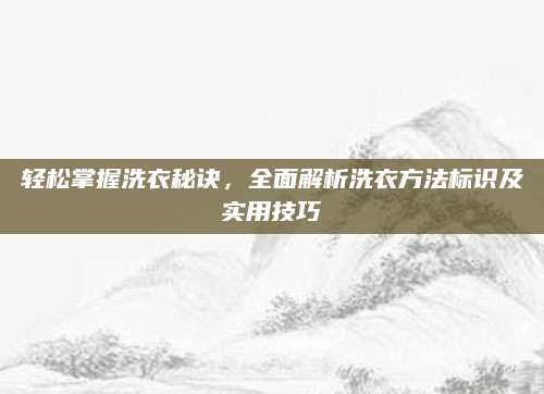 轻松掌握洗衣秘诀，全面解析洗衣方法标识及实用技巧