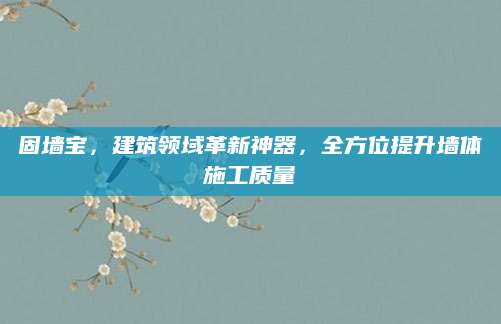 固墙宝，建筑领域革新神器，全方位提升墙体施工质量