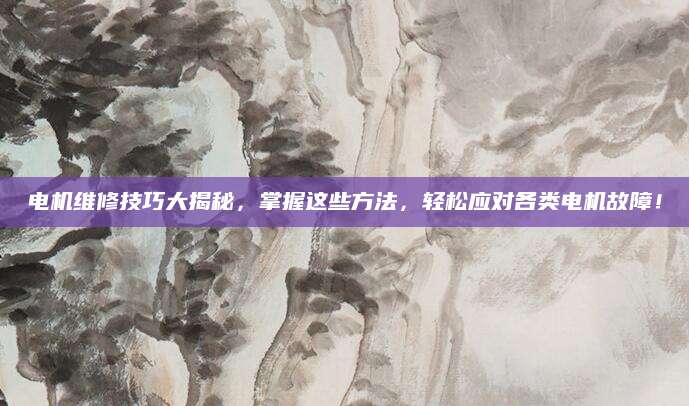 电机维修技巧大揭秘，掌握这些方法，轻松应对各类电机故障！