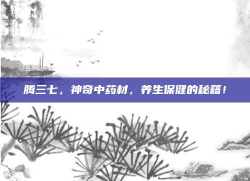 腾三七，神奇中药材，养生保健的秘籍！