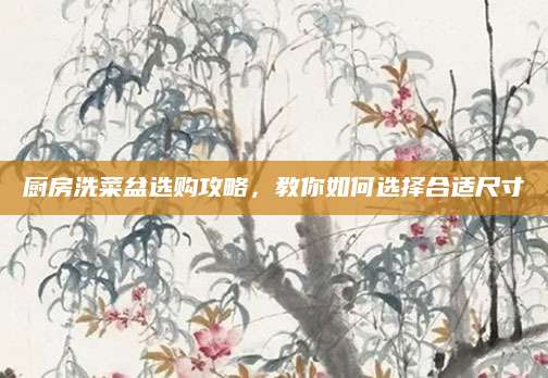 厨房洗菜盆选购攻略，教你如何选择合适尺寸
