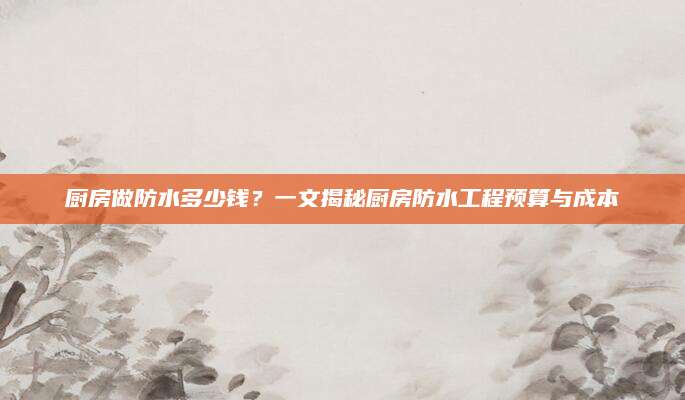 厨房做防水多少钱？一文揭秘厨房防水工程预算与成本