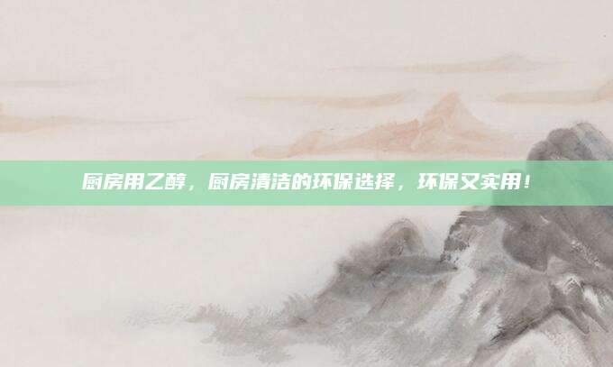 厨房用乙醇，厨房清洁的环保选择，环保又实用！