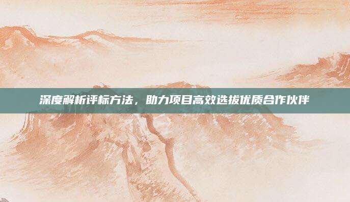 深度解析评标方法，助力项目高效选拔优质合作伙伴