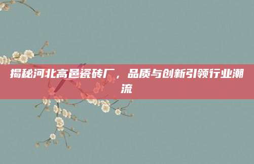 揭秘河北高邑瓷砖厂，品质与创新引领行业潮流
