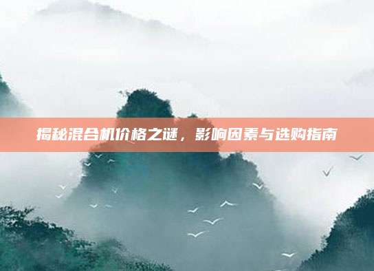 揭秘混合机价格之谜，影响因素与选购指南