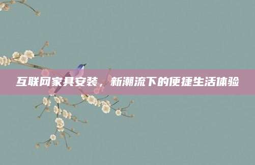 互联网家具安装，新潮流下的便捷生活体验