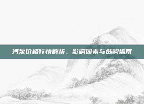 汽泵价格行情解析，影响因素与选购指南