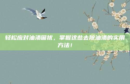 轻松应对油渍困扰，掌握这些去除油渍的实用方法！