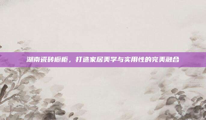 湖南瓷砖橱柜，打造家居美学与实用性的完美融合