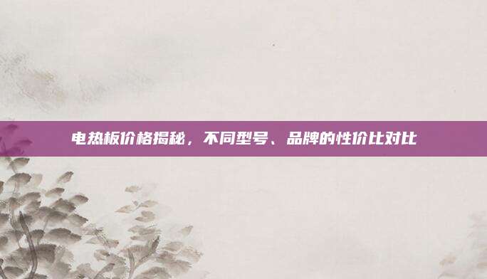 电热板价格揭秘，不同型号、品牌的性价比对比