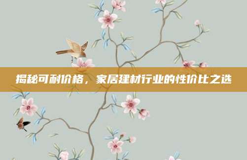揭秘可耐价格，家居建材行业的性价比之选