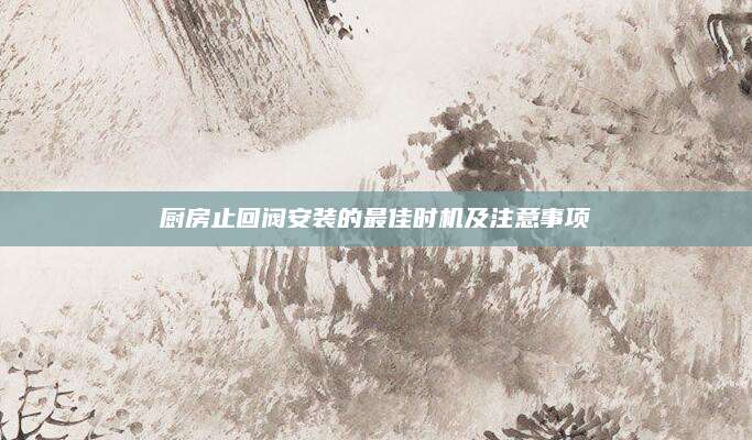 厨房止回阀安装的最佳时机及注意事项