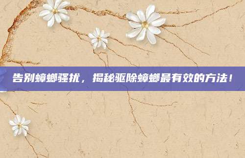 告别蟑螂骚扰，揭秘驱除蟑螂最有效的方法！