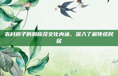 农村房子的别称及文化内涵，深入了解传统民居