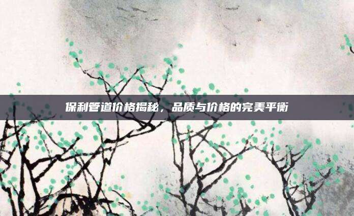 保利管道价格揭秘，品质与价格的完美平衡
