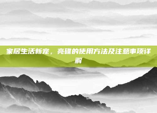 家居生活新宠，亮碟的使用方法及注意事项详解