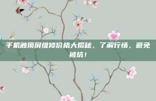 手机触摸屏维修价格大揭秘，了解行情，避免被坑！
