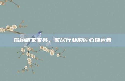 揭秘唯家家具，家居行业的匠心独运者