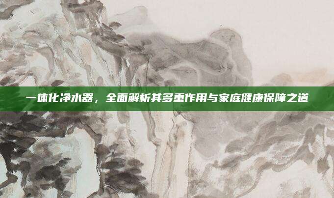 一体化净水器，全面解析其多重作用与家庭健康保障之道