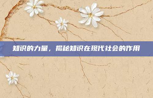 知识的力量，揭秘知识在现代社会的作用