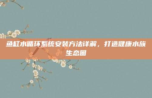 鱼缸水循环系统安装方法详解，打造健康水族生态圈