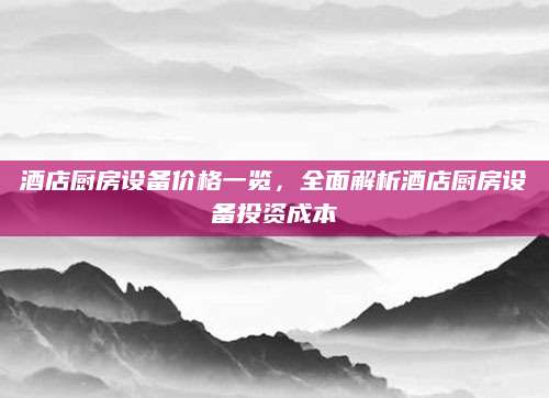 酒店厨房设备价格一览，全面解析酒店厨房设备投资成本