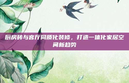 厨房砖与客厅同质化装修，打造一体化家居空间新趋势
