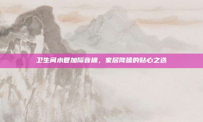 卫生间水管加隔音棉，家居降噪的贴心之选