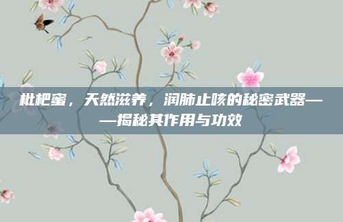 枇杷蜜，天然滋养，润肺止咳的秘密武器——揭秘其作用与功效