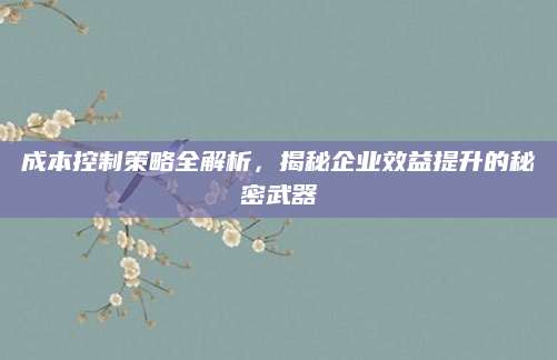 成本控制策略全解析，揭秘企业效益提升的秘密武器