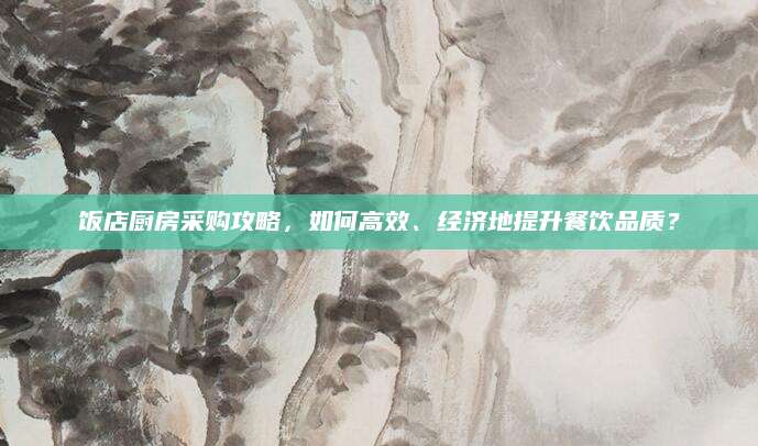饭店厨房采购攻略，如何高效、经济地提升餐饮品质？