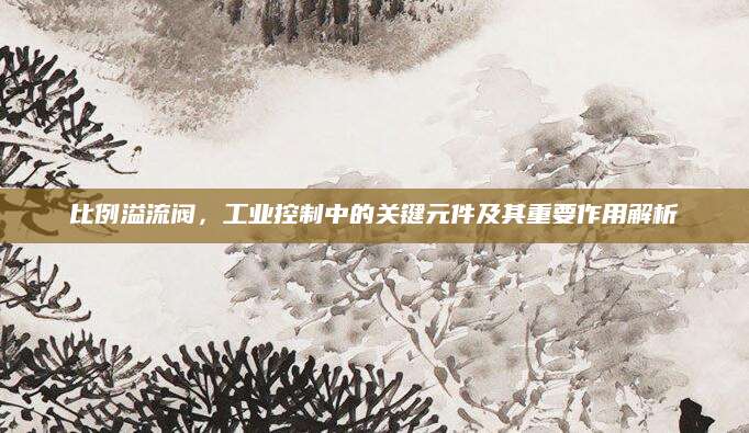 比例溢流阀，工业控制中的关键元件及其重要作用解析