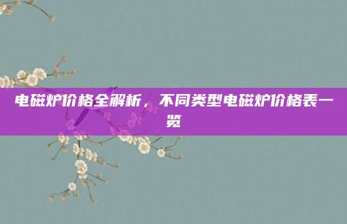 电磁炉价格全解析，不同类型电磁炉价格表一览