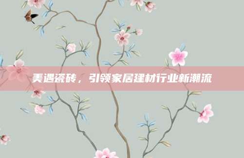 美遇瓷砖，引领家居建材行业新潮流