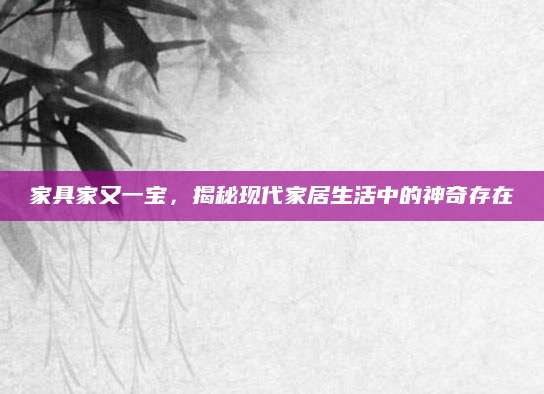 家具家又一宝，揭秘现代家居生活中的神奇存在