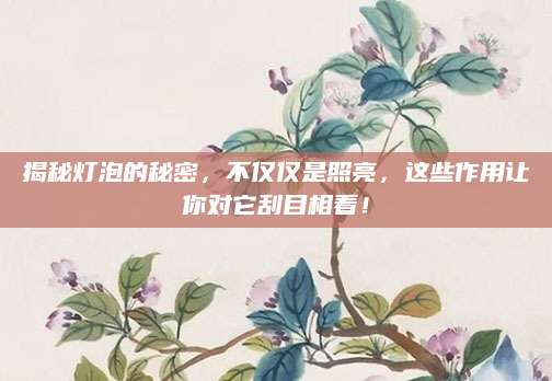 揭秘灯泡的秘密，不仅仅是照亮，这些作用让你对它刮目相看！
