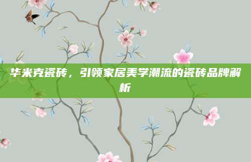 华米克瓷砖，引领家居美学潮流的瓷砖品牌解析